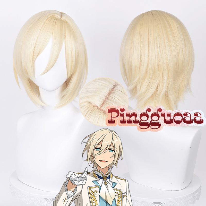 ES Ensemble Stars Tenshouin Eichi Cosplay Wig 35cm Short Milk Golden Wigs Heat Resistant Synthetic H