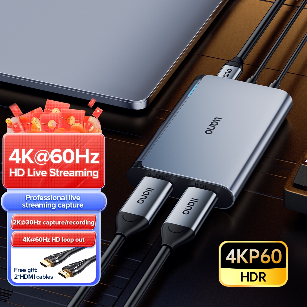 Llano การ์ดจับภาพวิดีโอเสียง 4K USB 3.0 HDMI Full HD 1080P สําหรับบันทึกเกม ถ่ายทอดสด ออกอากาศ