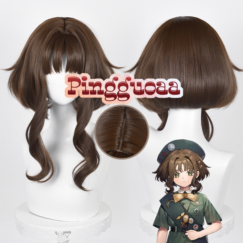 Reverse:1999 Eagle Cosplay Wig 50cm Long Brown Curly Wigs Heat Resistant Synthetic Hair