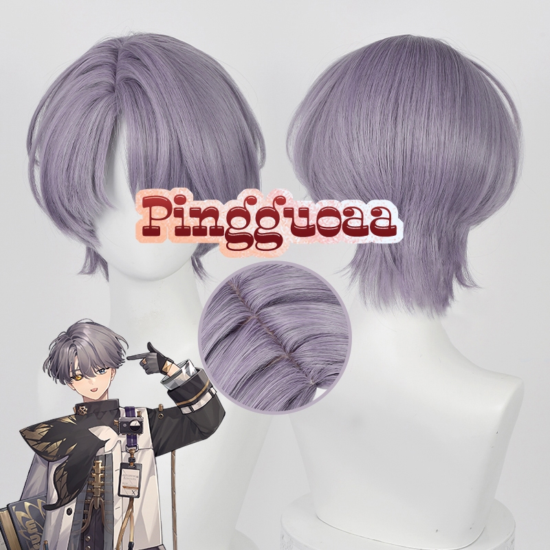 Reverse:1999 X Cosplay Wig 30cm Gray Purple Short Wigs Heat Resistant Synthetic Hair