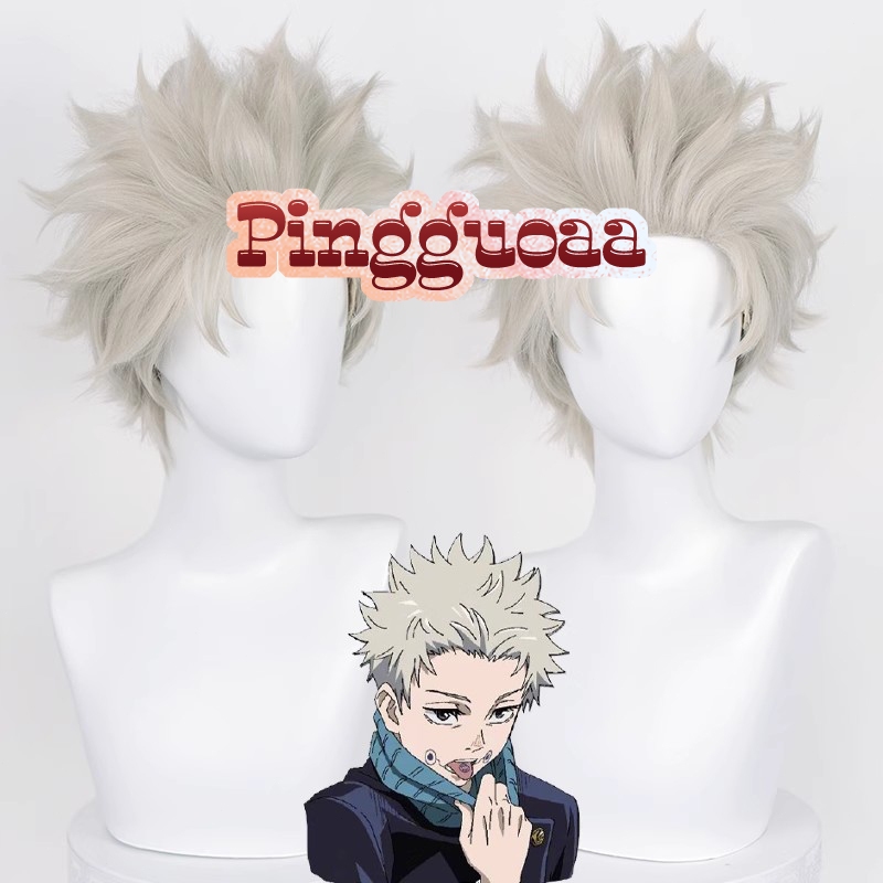 Anime Jujutsu Kaisen Toge Inumaki Cosplay Wig 30cm Light Linen Golden Heat Resistant Synthetic Wigs