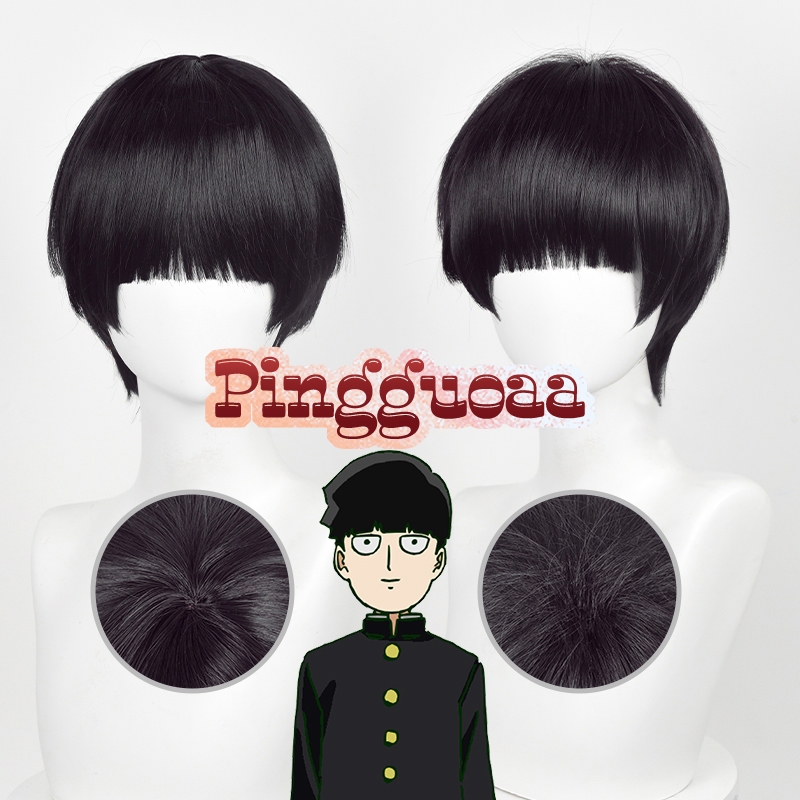 Anime Mob Psycho 100 Shigeo Kageyama Cosplay Wig 32cm Black Short Heat Resistant Synthetic Wigs