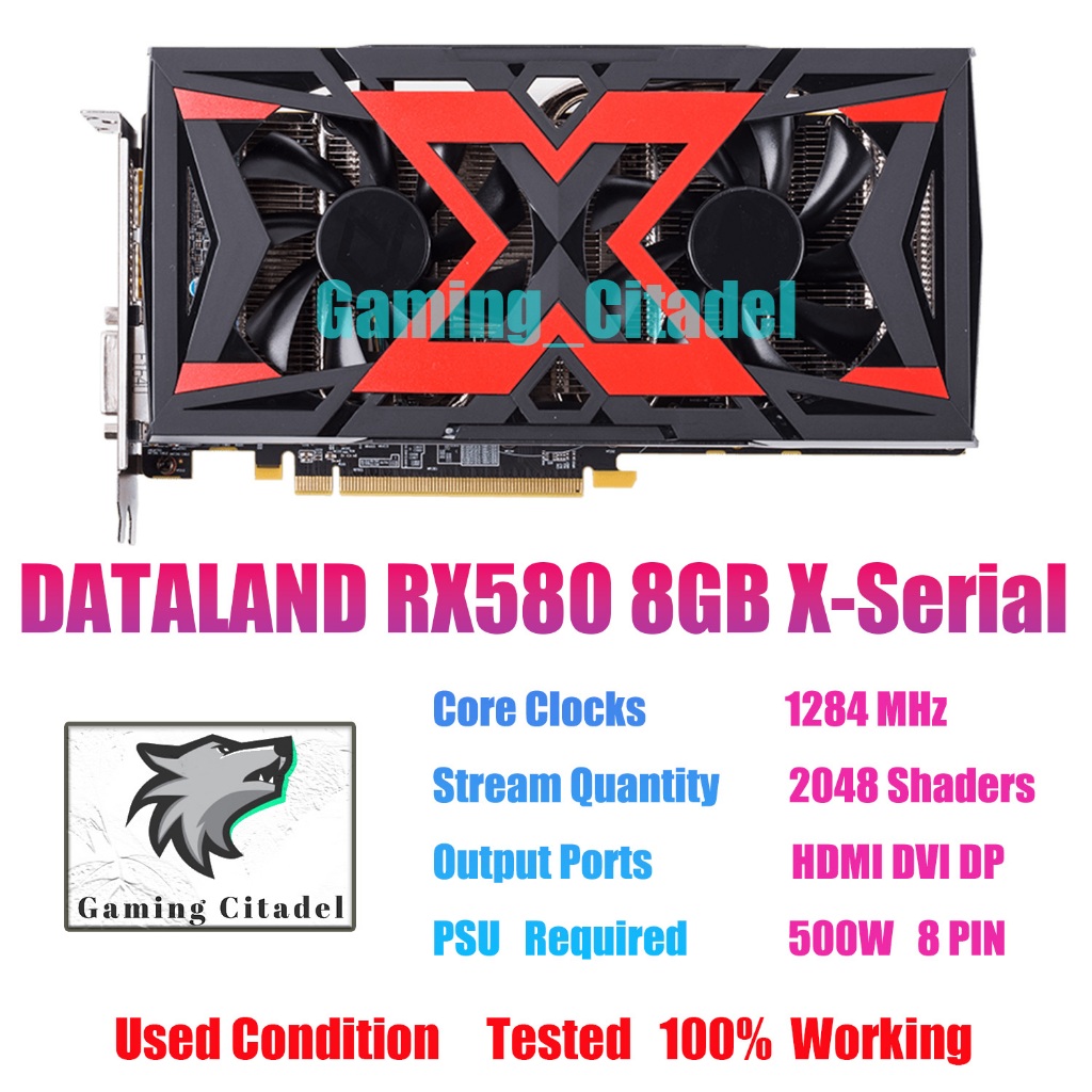 Dataland การ์ดจอ AMD Radeon RX570 Rx580 Rx590 Rx5500xt 8GB 2048SP GDDR5 PCI-E DP HDMI DVI