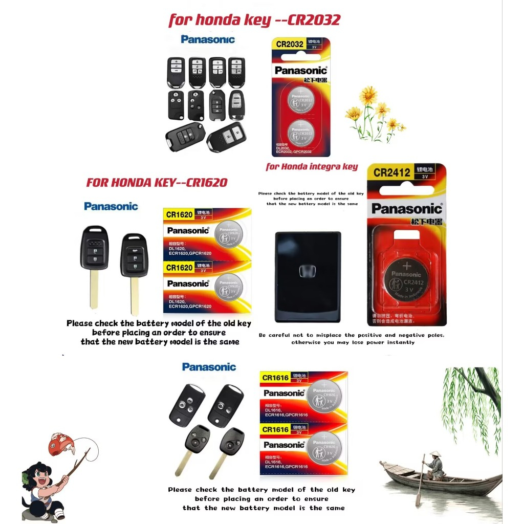 ปุ่มกดแบตเตอรี่ลิเธียม สําหรับกุญแจรีโมตรถยนต์ HONDA CR2032 CR1616 CR1620 CR2412