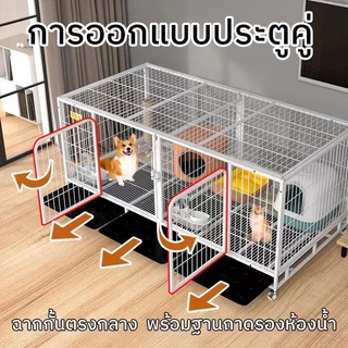 กรงแมว/สุนัข กรงสัตว์เลี้ยง DIY กรงแมว กรงสัตว์เลี้ยง หลายชั้น แยกเลี้ยง เพาะพันธุ์ มีล้อถาดชั้น รวมแยก พื้นที่ว่างขนาดใหญ่ กรงสแตนเลสพับได้ กรงสัตว์เลี้ย