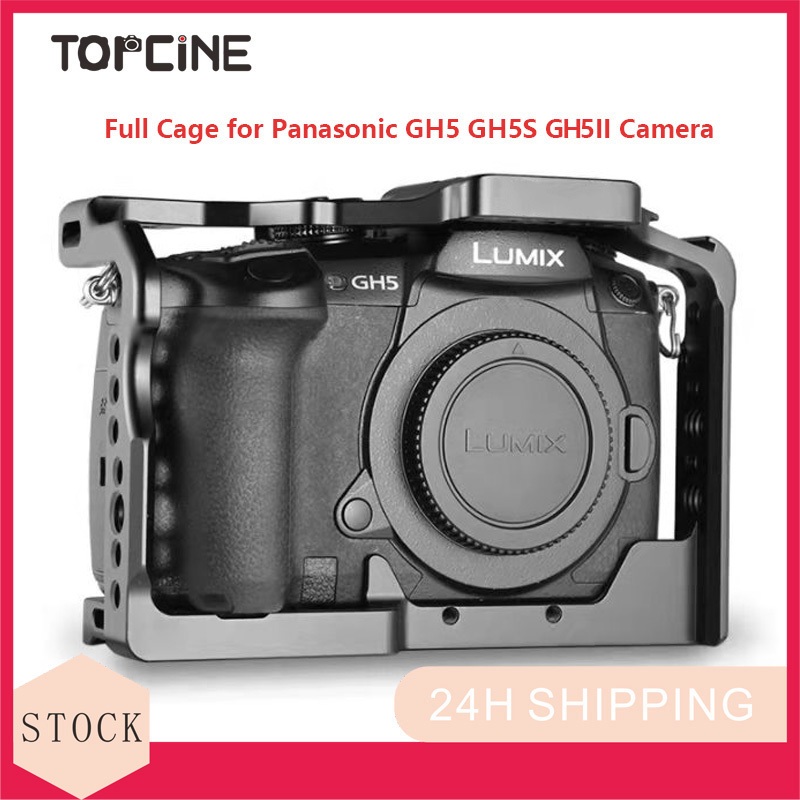 กรงกล้อง Topcine สําหรับ Panasonic GH5 GH5S GH5II กรงอลูมิเนียมเต็มรูปแบบพร้อมที่ยึดรองเท้าเย็นสําหรับไมโครโฟนและแสง