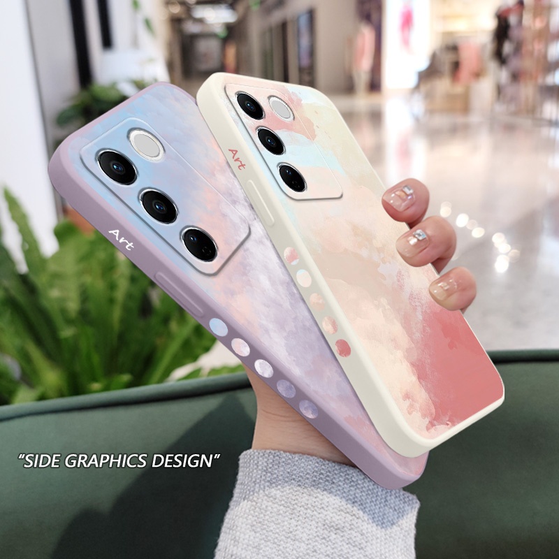 Texture Toningเคสโทรศัพท์สําหรับVIVO V50 V40 V30 V29 V29E V27 V27E Pro 5Gซิลิโคนเหลวรอบการป้องกัน