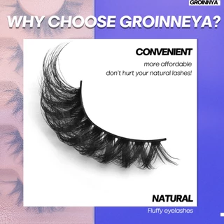 Groinneya ขนตาปลอม 8D แบบหนานุ่ม ยาวหยิก 5 คู่