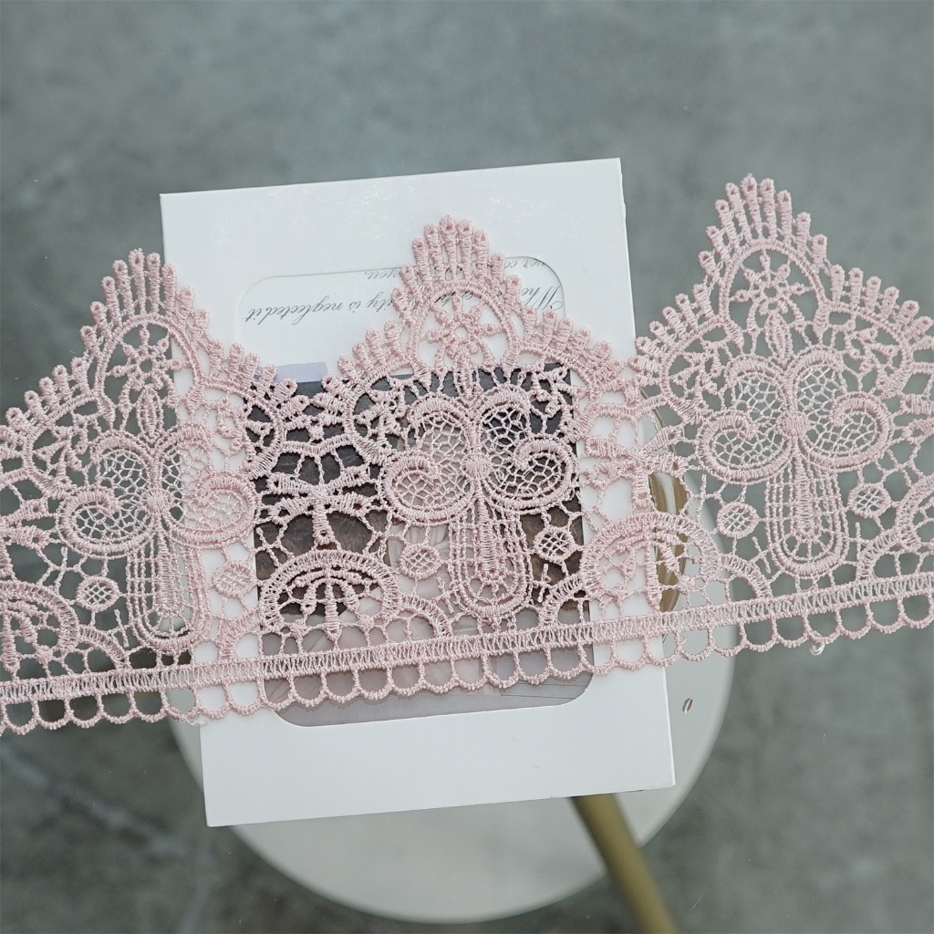 ผ้าลูกไม้ ปักลาย แฮนด์เมด กว้าง 11 ซม. สีชมพู สําหรับตกแต่งเสื้อผ้า DIY