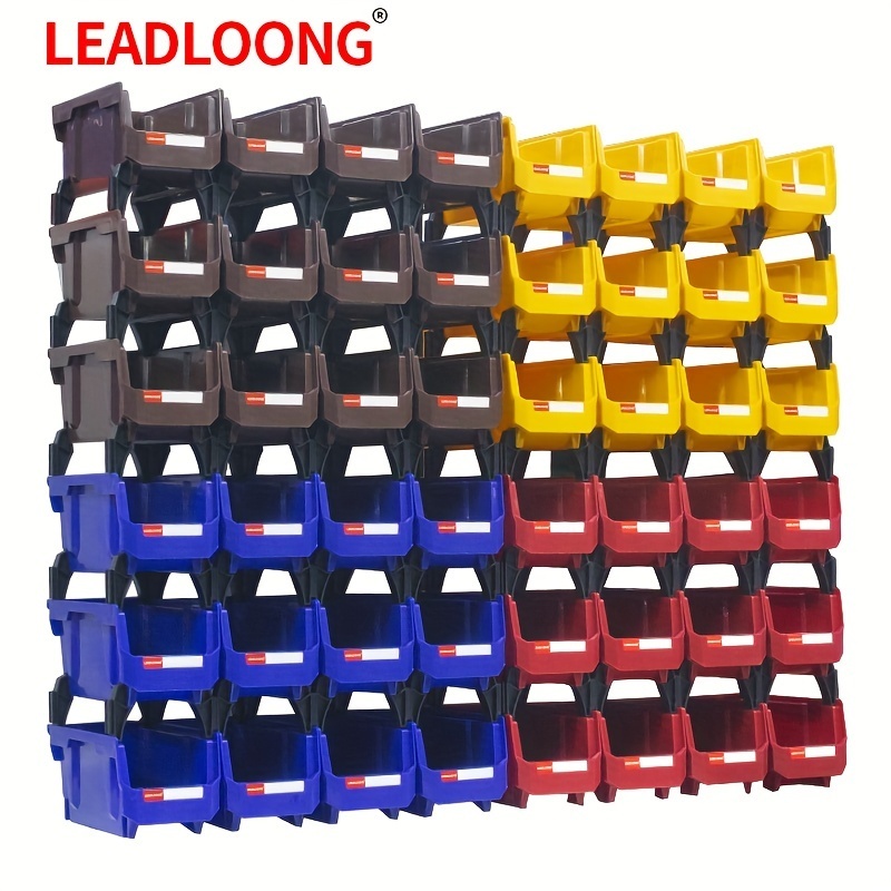 LEADLOONG V3 กล่องอะไหล่ 27.6*13.9*12.8CM ติดผนัง วางซ้อนกันได้ ที่เก็บของที่ใช้งานได้จริง ชั้นวางเรียบง่าย เหมาะสําหรับโรงรถ