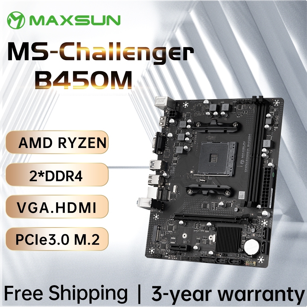 Maxsun เมนบอร์ดหน่วยความจํา AMD B450M Dual-channel DDR4 AM4 APU M.2 NVME