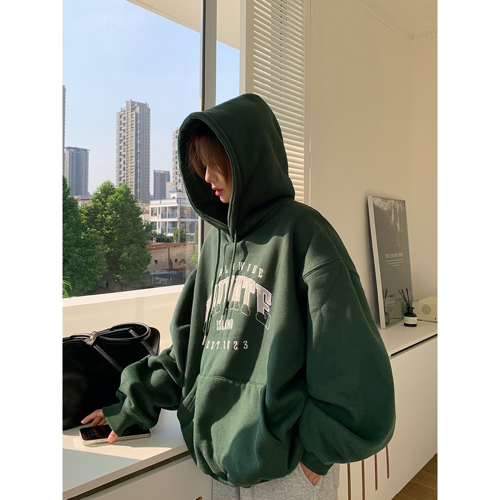 ส่งไวจากไทย SELLDA M-2XL เสื้อฮู้ด งานปัก แขนยาว เกาหลี โอเวอร์ไซส์ ผู้หญิง