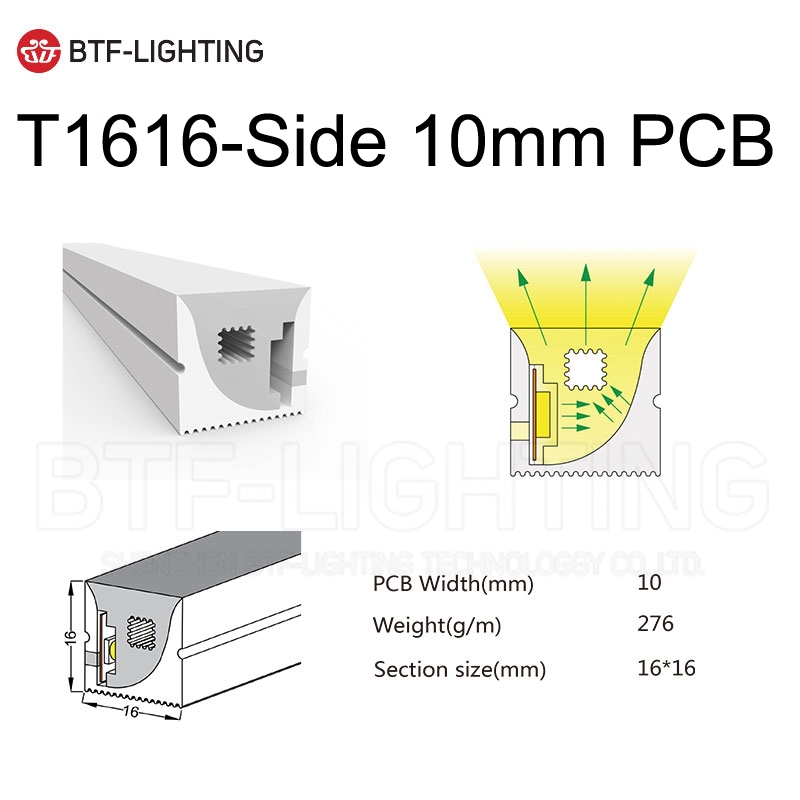 【พร้อมส่ง】BTF-LIGHTING สายพานไฟนีออน LED T1616 กว้าง 10 มม. IP67 กันน้ํา 16 มม.*16 มม. สําหรับโคมไฟ 