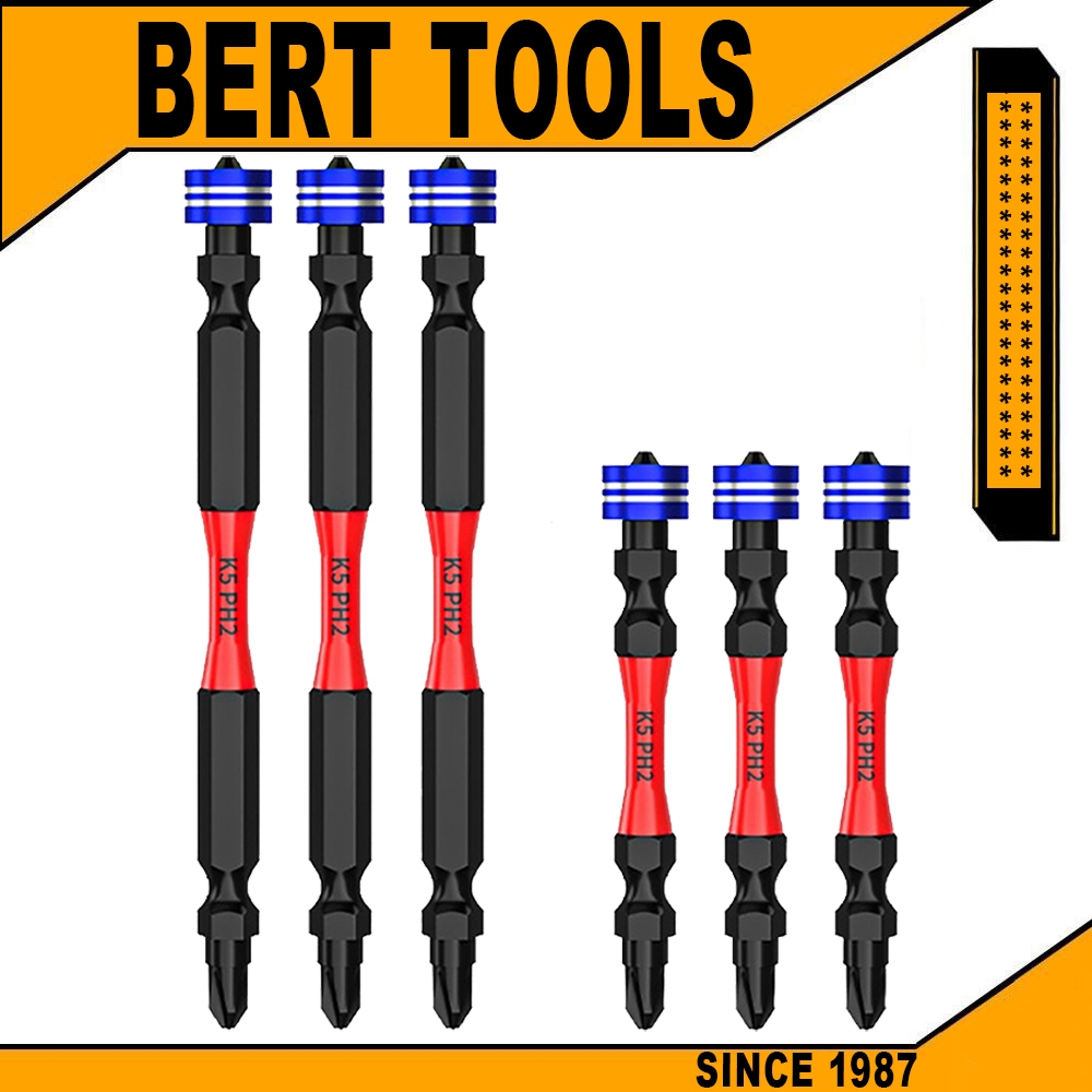 BERT ｜ชุดดอกสว่านและดอกไขควง ปากแฉก ดอกไขควงลม ดอกไขควงลม 2 หัว K5 ลื่น ไขควง Bits ชุด 65 มม 100 มม