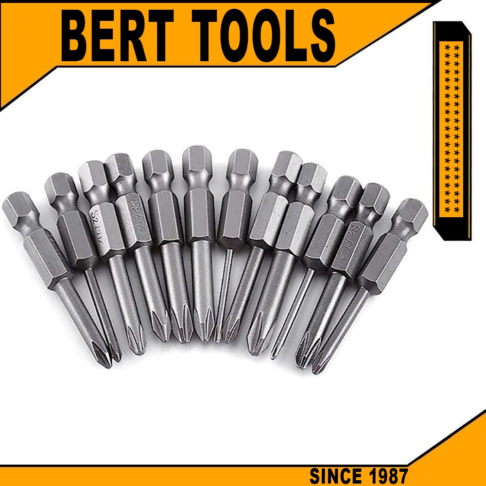 BERT | ดอกไขควง หัวไขควงแม่เหล็ก ดอกสว่านไขควงแม่เหล็ก ไขควงหกเหลี่ยม S2 ก้านหกเหลี่ยม 50 มม1/4 นิ้ว (Y1,Y2) 2 ชิ้น