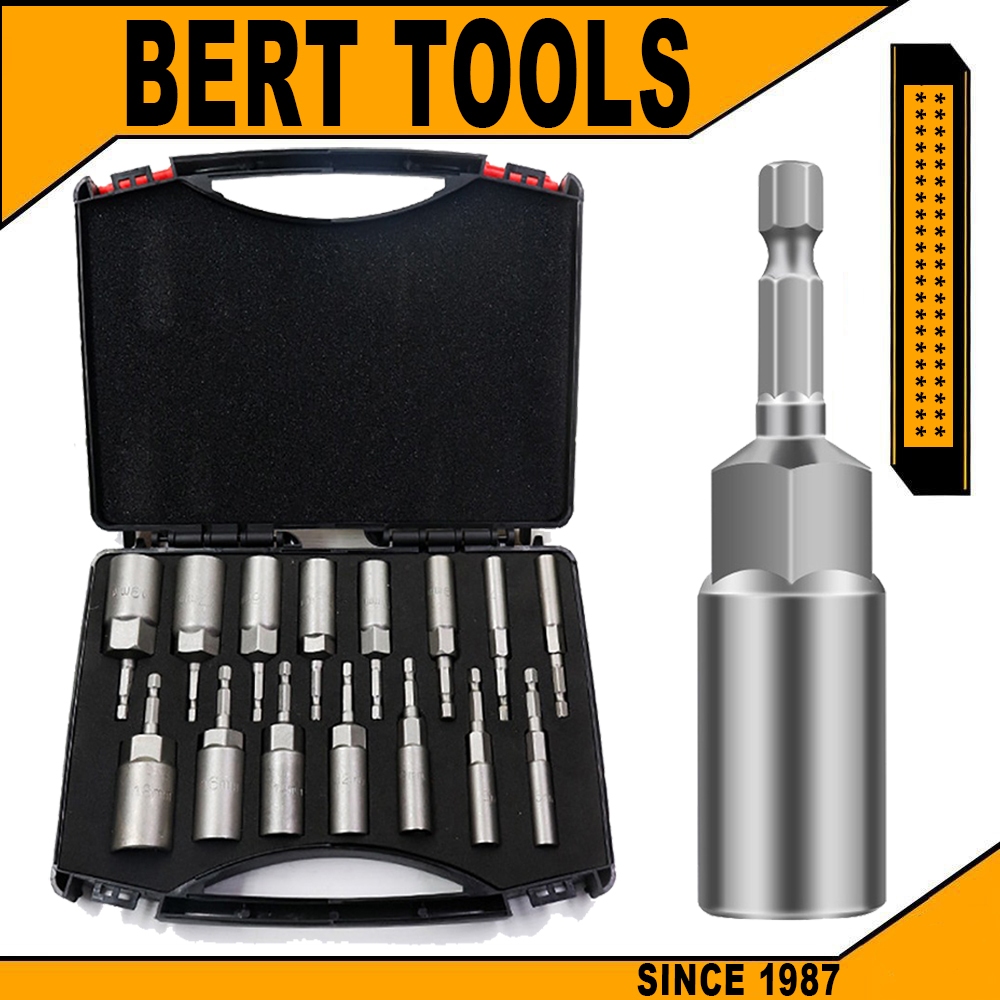 BERT | ลูกบล็อก บล็อกยิงหลังคาเบอร์ 8 ลูกบล็อก เบอร์ บล็อกยิงหลังคา 5.5-19 มม ก้านหกเหลี่ยม 1/4 นิ้ว 15 ชิ้น หัวบล็อคขันหกเหลี่ยม