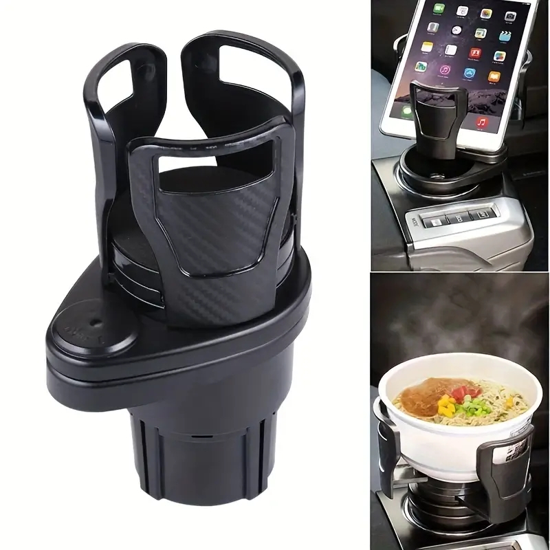 2 in 1 อะแดปเตอร์ที่วางแก้วน้ําในรถยนต์ อเนกประสงค์ พร้อมเมาท์ต่อขยาย 360° ฐานหมุนได้ ปรับได้ บรรจุได้ถึง 17 ออนซ์ - 20 ออนซ์ ขวดกาแฟ ขวดเครื่องดื่ม