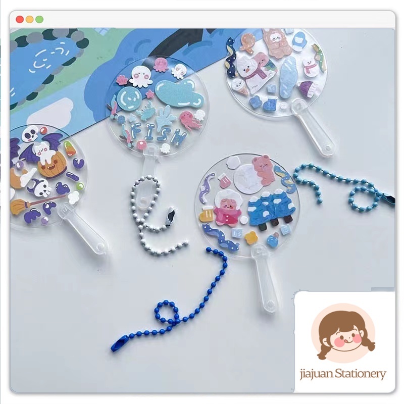 พัด Gudetama แบบใส ขนาดเล็ก 5 ซม. เหมาะกับของขวัญ สําหรับเด็กอนุบาล DIY