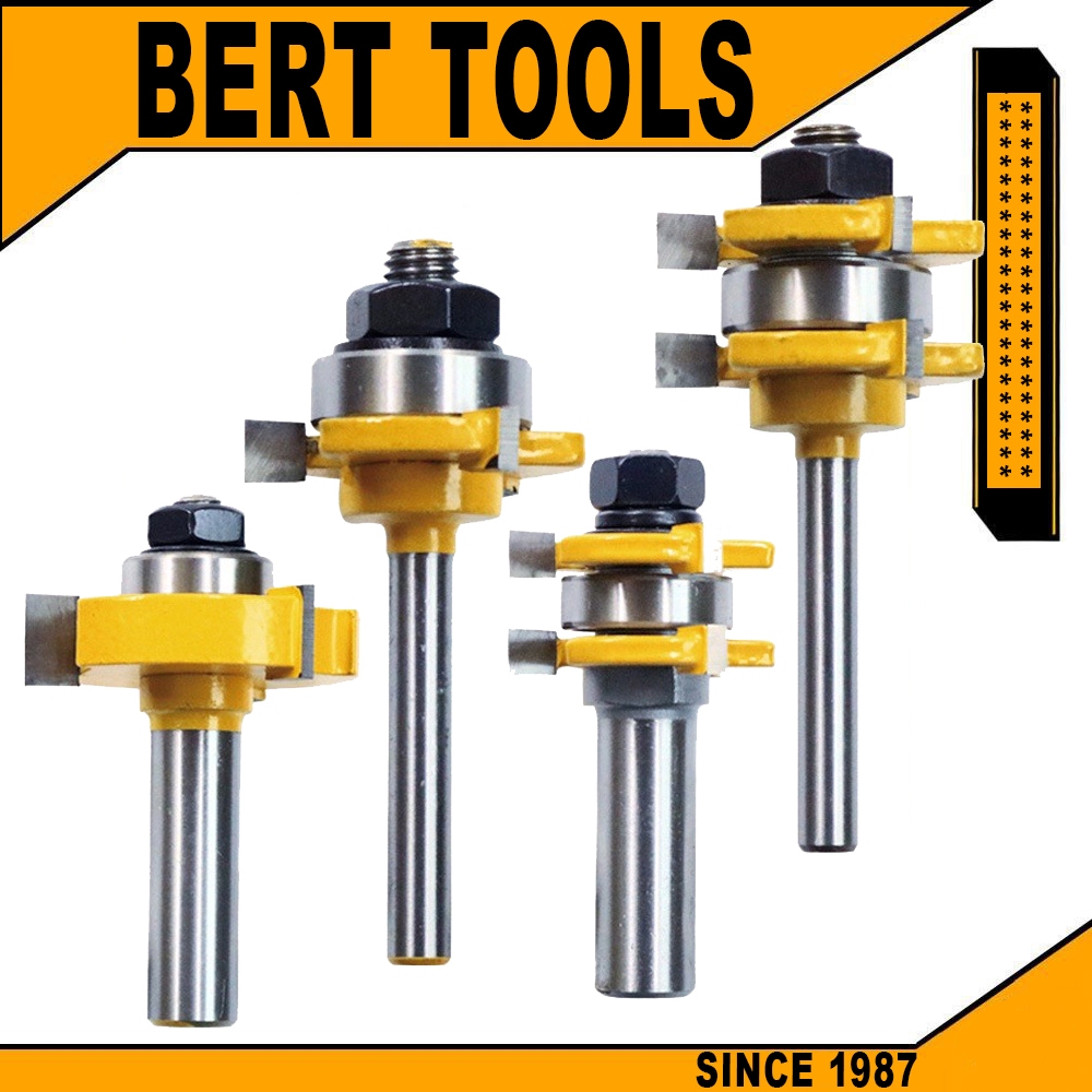 BERT ｜ดอกทริมเมอร์เซาะร่อง ดอกทริมเมอร์ ชุดดอกเร้าเตอร์ ชุดดอกเร้าเตอร์ลิ้น ก้าน 1/2 นิ้ว 1/4 นิ้ว