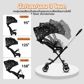 EvianAngel รถเข็นเด็ก S02 Pro พับได้ เข็นได้ 2 ทิศทาง ปรับเอน 3 ระดับ พร้อมหลังคากันแดด
