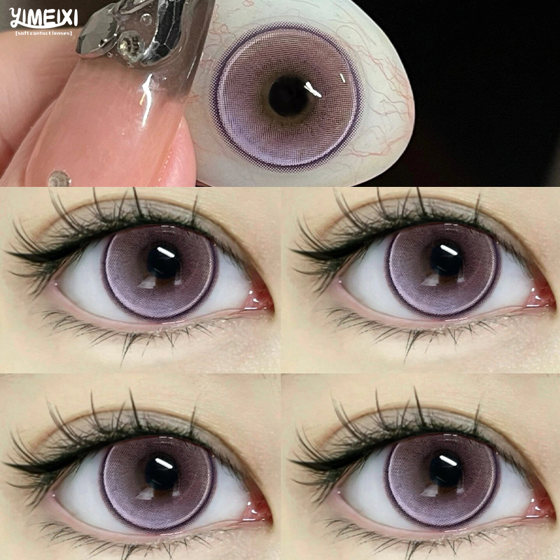 Yimeixi คอนแทคเลนส์คอสเพลย์ 14.2 มม. สีม่วง สีฟ้า ใส่สบาย 1 ปี 2 ชิ้น