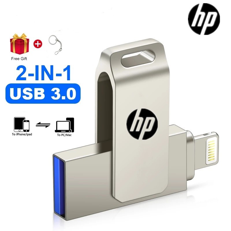 แฟลชไดรฟ์ OTG 2TB 2 in 1 USB 3.0 สําหรับ Iphone 256GB 128GB 64GB 32GB 16GB สําหรับ i O S