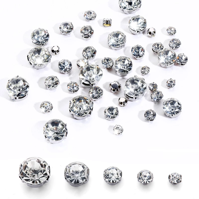 Qiao 4-10 มม.Claw rhinestones Flatback รอบคริสตัล Strass หินงานฝีมือลูกปัดเย็บบน rhinestones