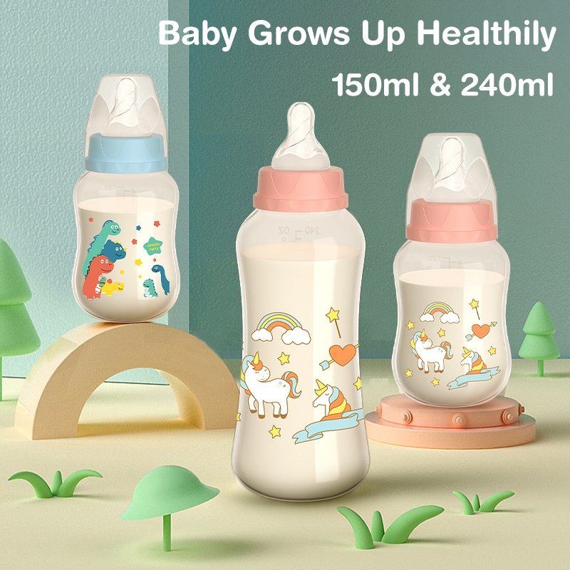 Dr.isla ขวดนมคอกว้าง ขนาด 5oz/11oz ขวดนม ขวดนมเด็ก ป้องกันอากาศเข้า กันสำลัก foodgrade BPA Free สําหรับเด็ก BB01