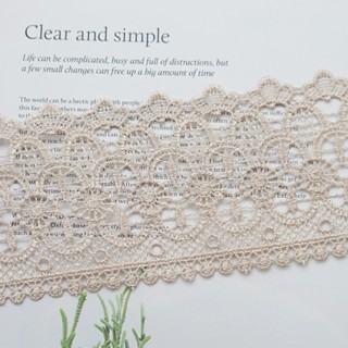 ผ้าลูกไม้ ปักลาย สีกากี สําหรับตกแต่งเสื้อผ้า DIY