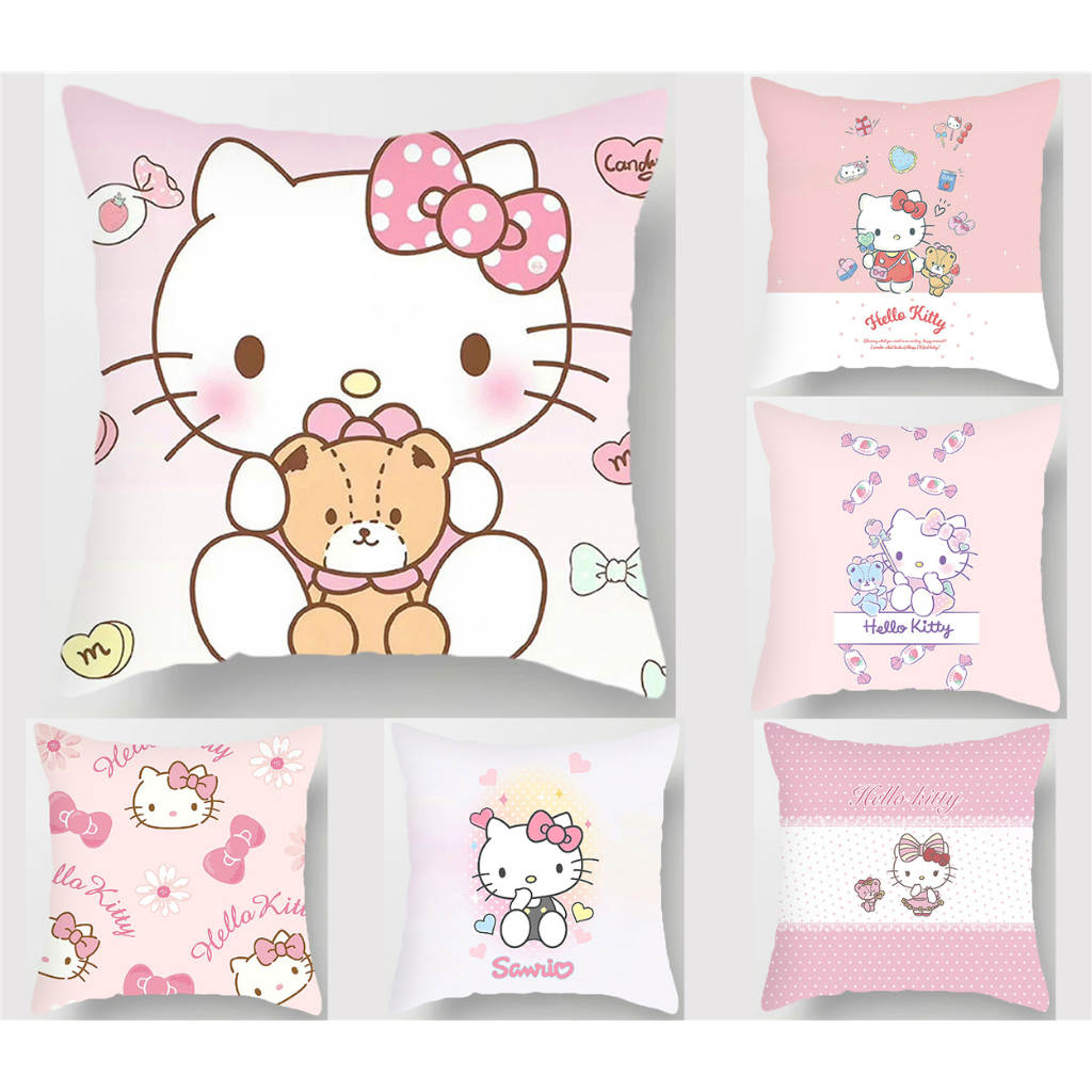 ปลอกหมอน ลายคิตตี้ สีชมพู ขนาด 60×60.50×50.45×45.40×40ปลอกหมอน ลายน่ารัก ทรงสี่เหลี่ยม สําหรับตกแต่งโซฟา ห้องนอนเด็ก