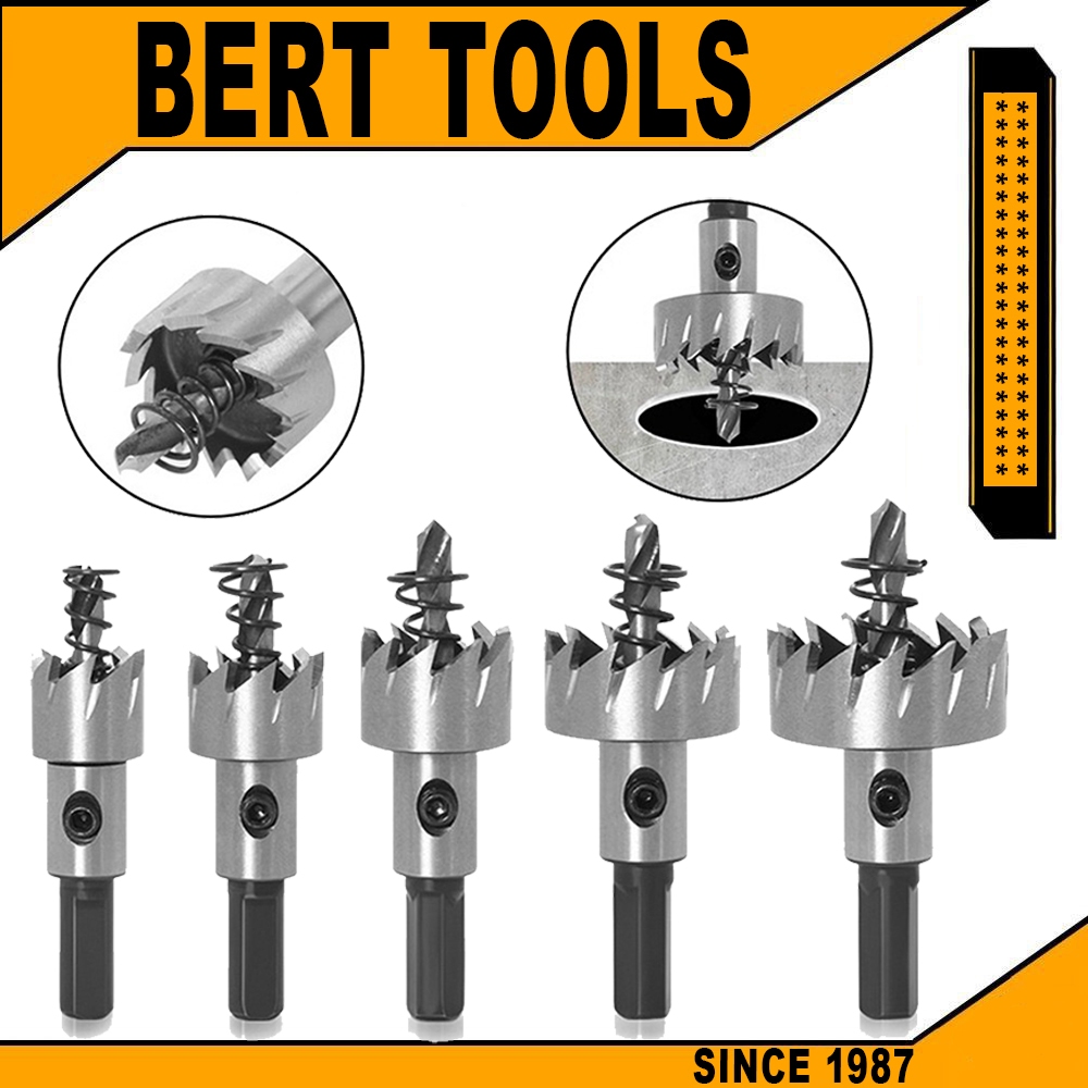 BERT | 5 ชิ้น ชุดดอกสว่านโฮลซอ HSS อลูมิเนียมอัลลอย ชุบไทเทเนียมโฮลซอเจาะเหล็ก อลูมิเนียมหล็ก（16/18.5/20/25/30mm)