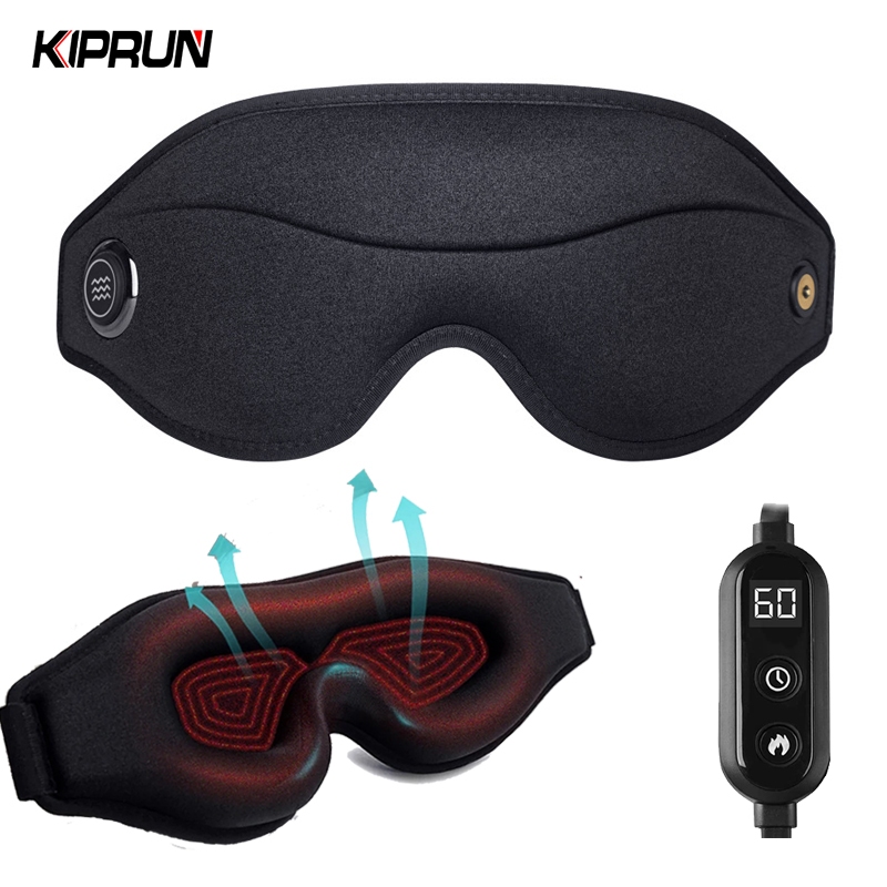 Kiprun 3 in 1 แผ่นมาสก์รอบดวงตา ทําความร้อน 3D ควบคุมอุณหภูมิ และตัวจับเวลา อุ่น USB สําหรับนอนหลับ ตาแห้ง ตาเหนื่อยล้า
