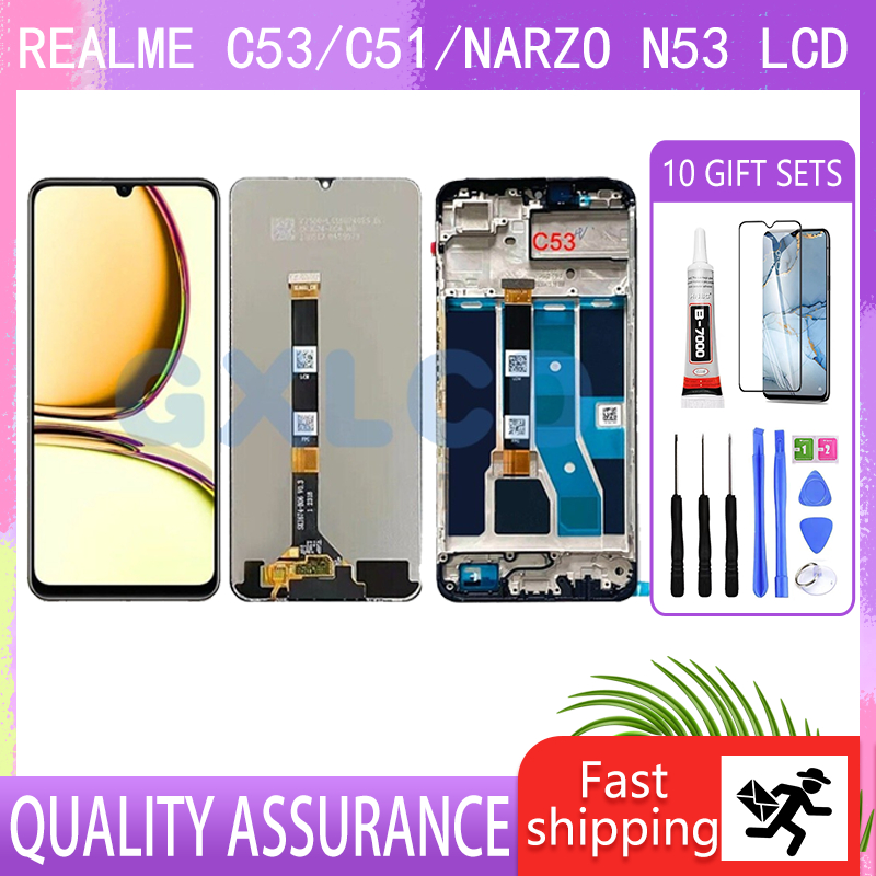 ต้นฉบับสําหรับ realme C53/C51/narzo N53 หน้าจอสัมผัส LCD C53 C51 narzo N53