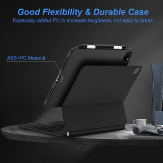 GOOJODOQ เคสแม่เหล็ก พร้อมช่องใส่ดินสอ สําหรับ iPad Pro 11 13 Air 4 5 6 7 Pro 12.9（ไม่มีแป้นพิมพ์）