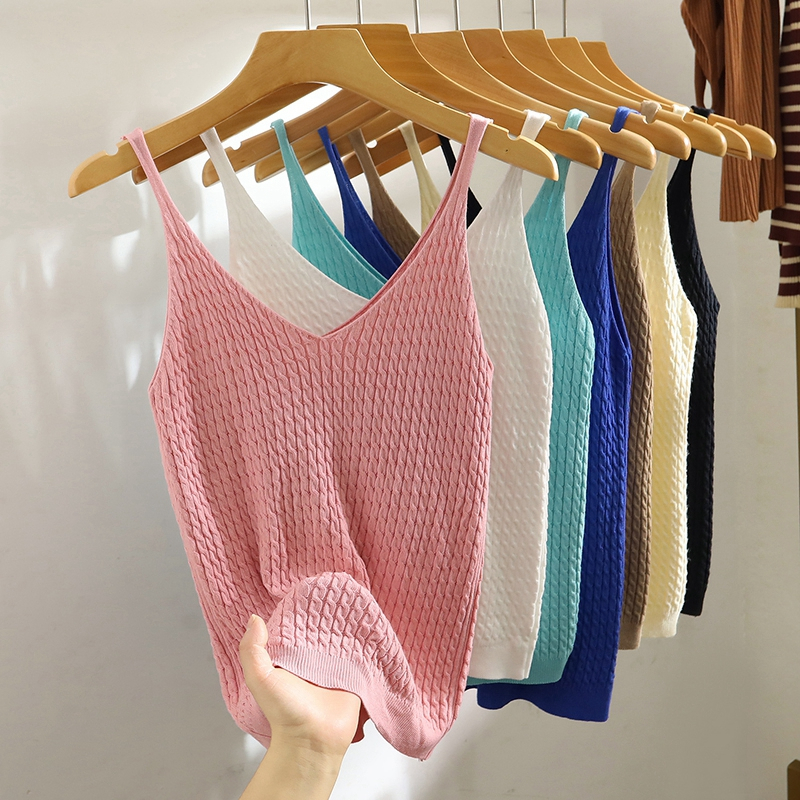 เสื้อสายเดี่ยว คอวี เข้ารูป เข้ากับทุกการแต่งกาย สไตล์ใหม่ สําหรับผู้หญิง