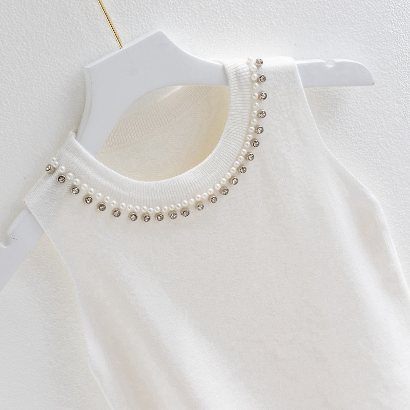 เสื้อกั๊ก คอกลม ประดับลูกปัด สําหรับผู้หญิง