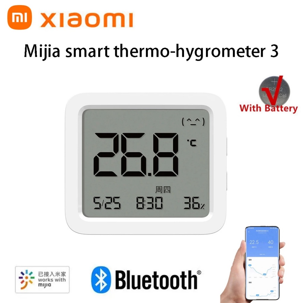 Xiaomi สมาร์ท Thermo-hygrometer 3 Mijia บลูทูธอุณหภูมิความชื้นเซนเซอร์ LCD อุตสาหกรรมความแม่นยําสูงเซ็นเซอร์ดิจิตอล