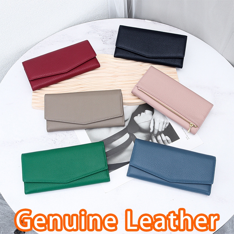พร้อมส่ง กระเป๋าสตางค์ หนังแท้ ใบยาว ทรงคลัทช์ แต่งหัวเข็มขัดแม่เหล็ก ใส่เหรียญได้ สําหรับผู้หญิง