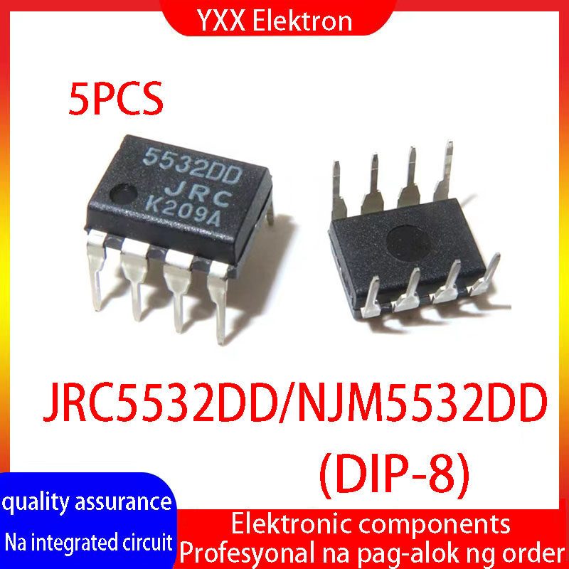 ((5 ชิ้น) ใหม่ ของแท้ ชิปวงจรรวม DIP-8 JRC5532DD NJM5532DD 5532DD