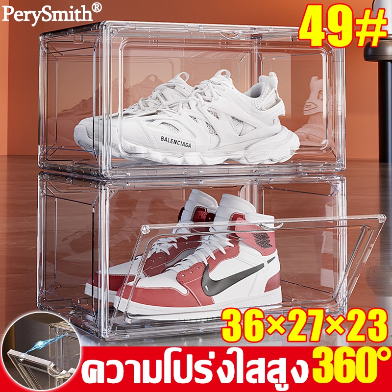 ซื้อ 4 แถม 1 พับเก็บได้ กล่องรองเท้า โปร่งใสสูง 6 ด้าน จัดเก็บหนังสือ รองเท้า กระเป๋า ของสะสม