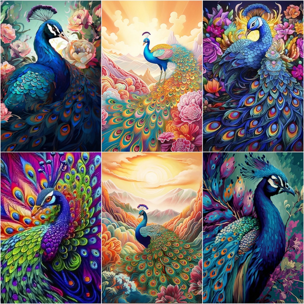 Drofe / ระบายสีตามตัวเลข / นกยูง / ภาพวาดสีน้ํามันดิจิทัลตามตัวเลข / ภาพระบายสี / ภาพวาด DIY / ภาพวาดผ้าใบ / ภาพวาดสีน้ํามัน / ภาพระบายสีตามหมายเลข / การตกแต่ง