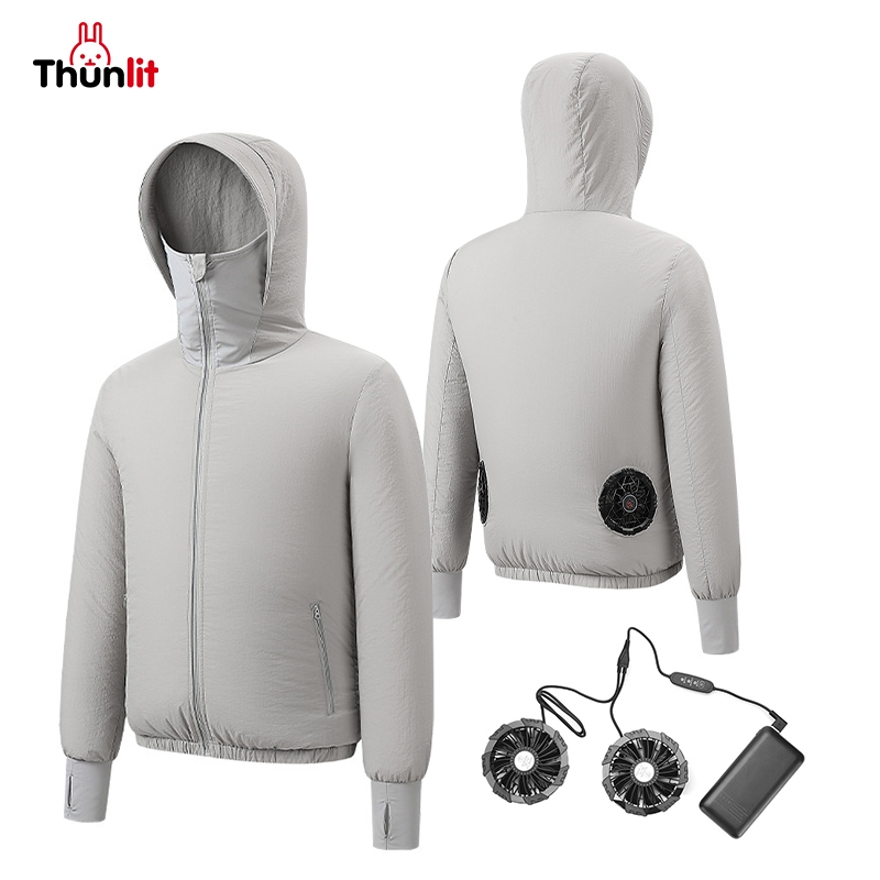 Thunlit เสื้อผ้าทํางาน แขนยาว ป้องกันแดด พร้อมพัดลมระบายความร้อน สําหรับกลางแจ้ง