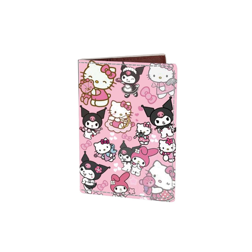 ใหม่ Sanrio ปกหนังสือเดินทาง Cinnamoroll Hello Kitty Melody Kulomi การ์ตูนพิมพ์ PU เคสป้องกันแบบพกพา ID Travel Credentials Card Holder