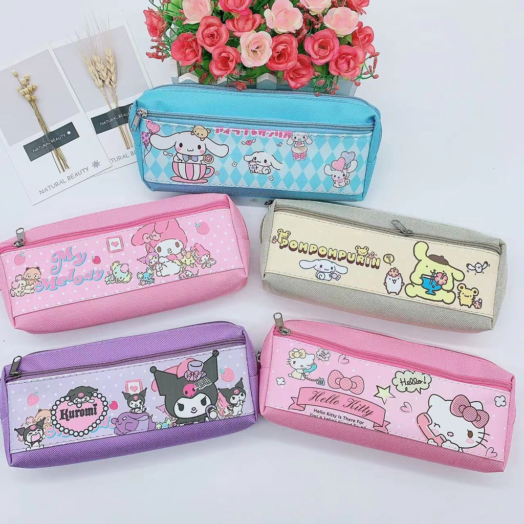 กระเป๋าดินสอ หนัง PU ลาย Sanrio Kuromi สําหรับนักเรียนประถม