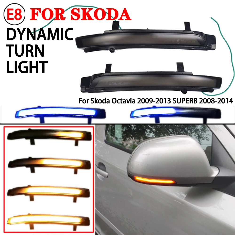 LED แบบไดนามิกไฟเลี้ยวเหมาะสําหรับ Skoda MK2 1Z3 1Z5 2009-2013 MK2 3T4 3T5 2008-2014 วิ่งแฟลชน้ํา