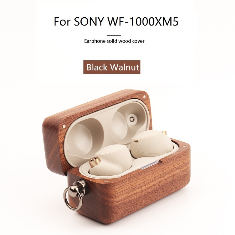 For Sony WF-1000XM5 เคส,Handmade Solid Wood Case for WF 1000XM5,เคสป้องกันหูฟัง แบบไม้เนื้อแข็ง ตัดเ