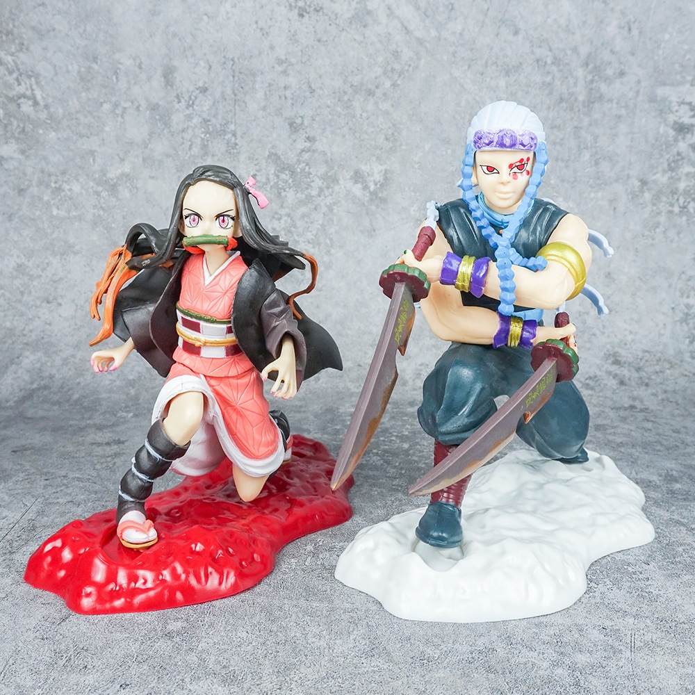 10-22 ซม.Anime Demon Slayer Kamado Tanjirou Nezuko Rengoku Kyoujurou Agatsuma Zenitsu Akaza Uzui Tengen PVC ตัวเลขการกระทําเดสก์ท็อปตุ๊กตาของเล่น - รูปที่ 2