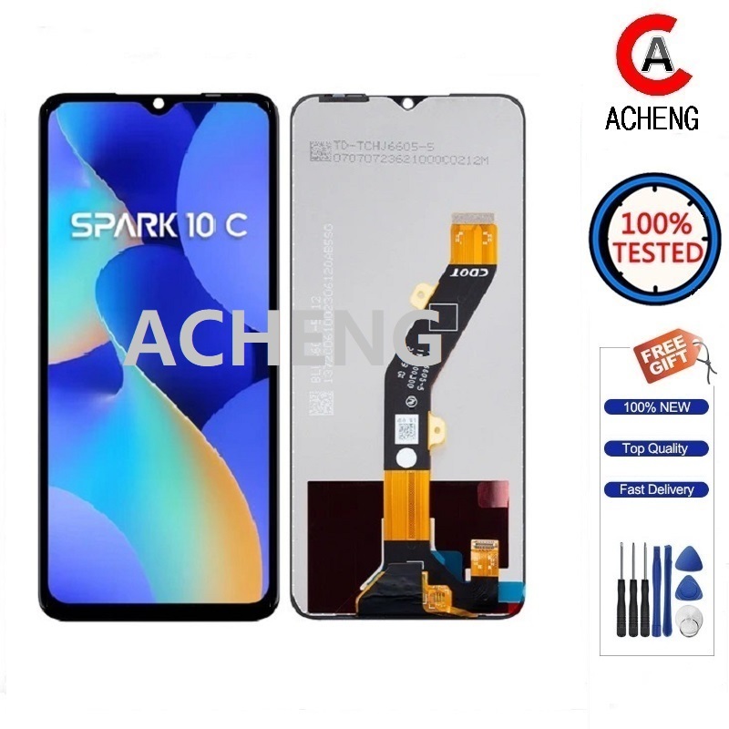 ACHENG สําหรับ Tecno Spark 10 KI5q/ 10C KI5k KI5m LCD Touch Screen Digitizer Replacement Part