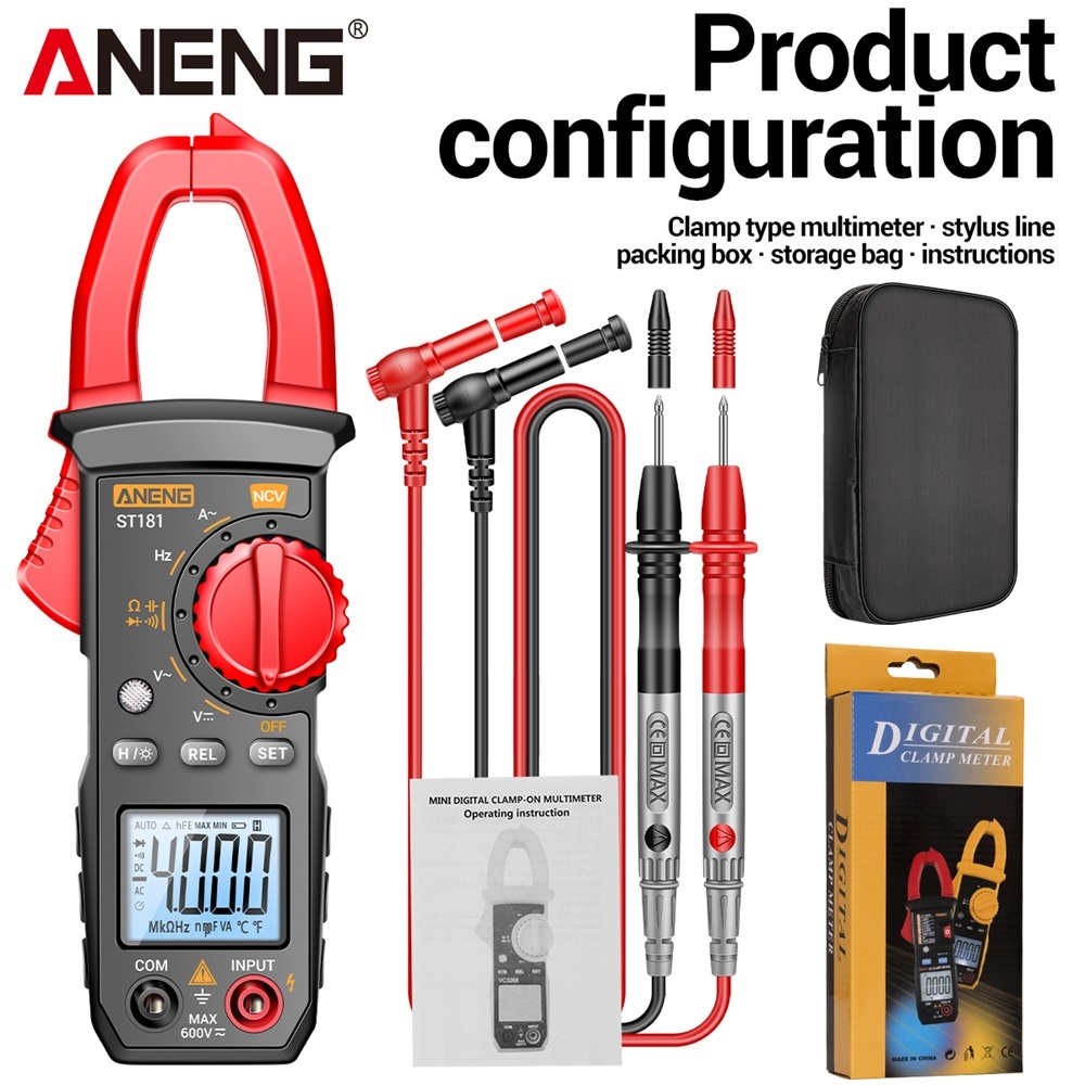 Aneng ST181/ST182/ST183 เครื่องวัดแรงดันไฟฟ้าดิจิทัล DC/AC แอมมิเตอร์ ความจุ NCV โอห์ม ทดสอบการกักเก
