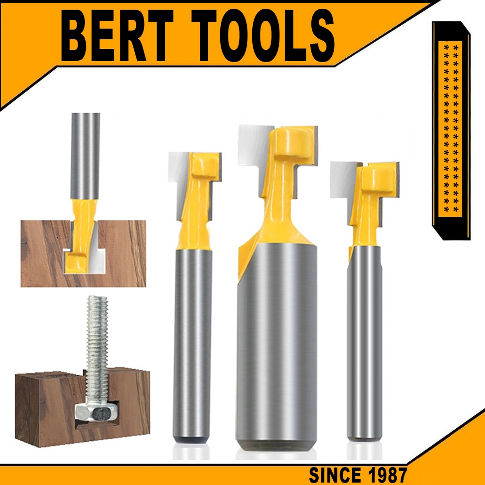 BERT ｜ชุดดอกสว่านเราเตอร์ ชุดดอกสว่านเราเตอร์ 1/2 นิ้ว 1/4 นิ้ว ชุดดอกสว่านเราเตอร์ ก้านตัว T หกเหลี่ยม